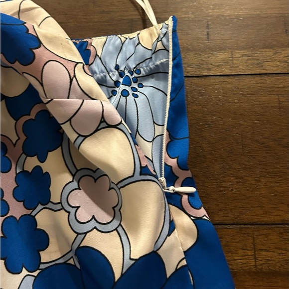 Zara Blue Floral Retro Strapless Maxi Dress Size Medium NEW With Tags - Picture 6 of 14